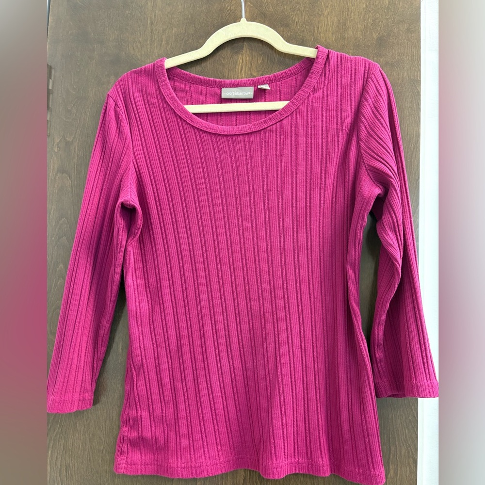 Croft & Barrow Pink Ribbed Fitted Blouse